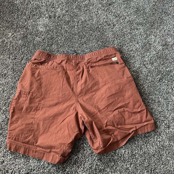 Vuori Shorts Mens Large Rust Orange Elastic Waist Drawstring Zip Pocket Ripstop - Picture 4 of 11
